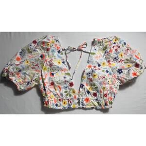 Zara Cropped Embroidered Floral Festival Summer Top